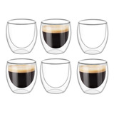 Shot Taza Doble Pared Vidrio Borosilicato 80ml Espresso X6