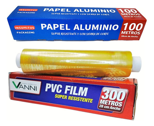 Super Oferta Pack Rollo Papel Aluminio + Film Alusa Plastica