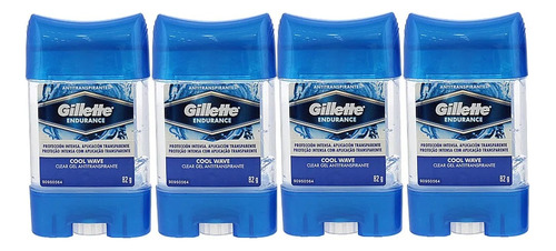 Gillette Cool Wave Endurance Gel Antitranspirante Pack Por 4 Unidades De 82g