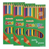 Lápices De 12 Colores Smarty Redondos Pack Con 3 Cajas