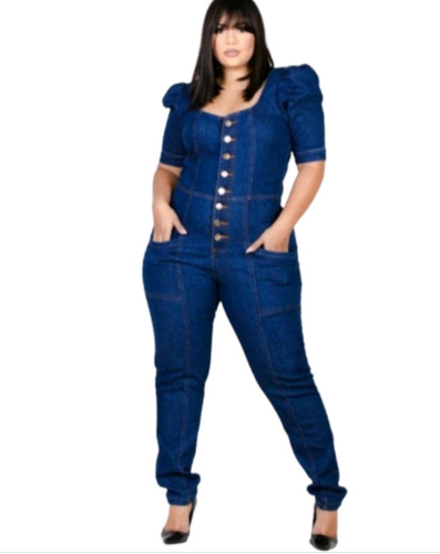 Macacão Jeans Feminino Moda Fashion Premium Luxo Plus Size