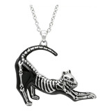 Collar Para Mujer, Dije En Forma Gato Calavera - Esqueleto