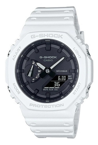 Reloj Casio G Shock Ga-2100-7a Original Para Hombre Color De La Correa Blanco Color Del Bisel Blanco Color Del Fondo Negro