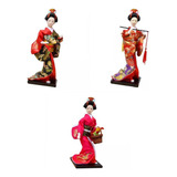 3x 11 Inch Japanese Kimono Doll Geisha Ornament 1