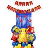 Kit Feliz Cumpleaños Globo Pikachu Pokemon Pokebola Fiesta