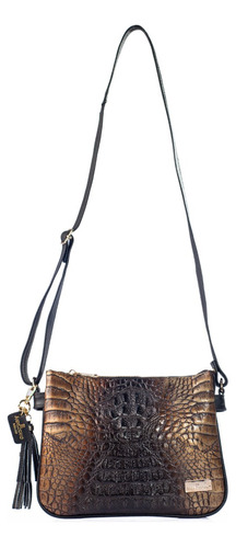 Bolsa Crossbody De Piel Grabada Cocodrilo Color Negro Diseño De La Tela Jaqueline Grabado 1b-719