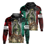 Sudadera C/diseño De Bandera Mexicana Y Virgen De Guadalupe