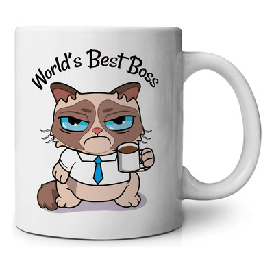 Taza Jefe Grumpy Cat World's Best Boss | Meses sin interés