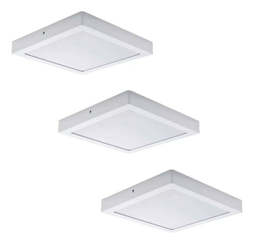 Pack 3 Panel Led Sobrepuesto Cuadrado 24w 