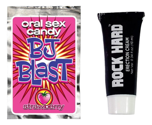 Lubricante Rock Hard 10ml + Bj Blast Sabor Fresa Oral Sex