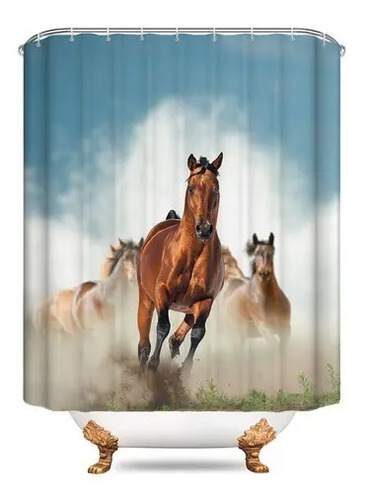 Cortinas De Baño Impermeables Dibujo De Caballos 1.50x1.80