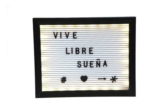 Cartelera Vintage Pizarra Retro Luz Led 30x3x24cm 