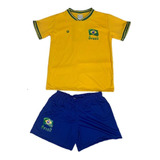 Kit Infantil Brasil Camisa E Shorts Licenciado Torcida Baby