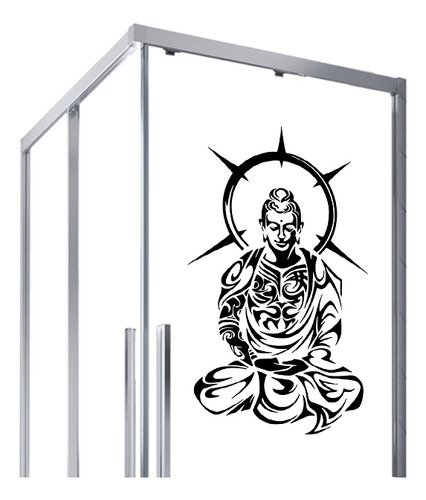 Adesivo Para Vidro Box Preto - Buda Iluminado Tribal