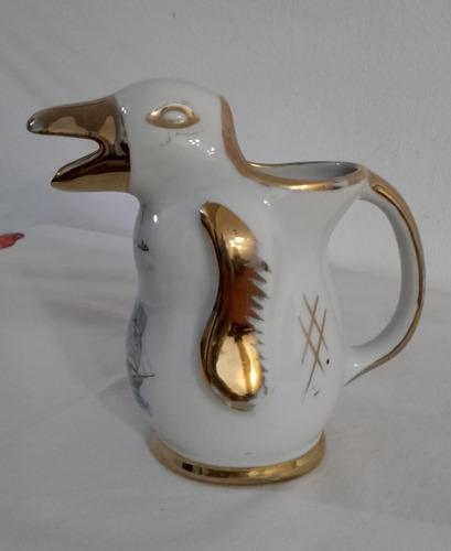 Pingüino De Loza Esmaltada ,jarra De Vino 1/2 L. Antiguo.