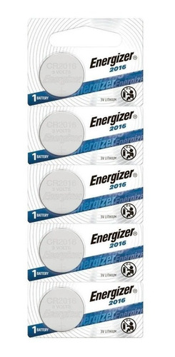 Pilas Energizer Cr2016 X5 Lithium Coin Botón Alarmas 3v