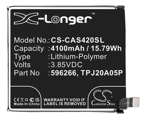 Batería Para Caterpillar S42, Tpj20a05p, 596266, 4100mah