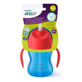 Vaso Pitillo 7oz Niño Avent - Scf79601 Color Azul - Rojo Liso