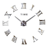 Reloj 3d Adhesivo Pequeño 50x50cm Números Romanos 