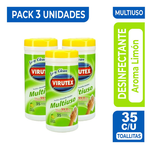 Toallas Desinfectantes Multiuso Virutex Pack De 3 Potes