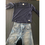 Combo Remera Gap Kids Y Bermuda Jean Short H&m