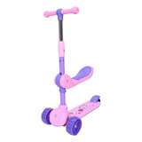 Patinete Infantil 2x1 Regulável Música E Luz Led Zippy Toys Cor Rosa N/a