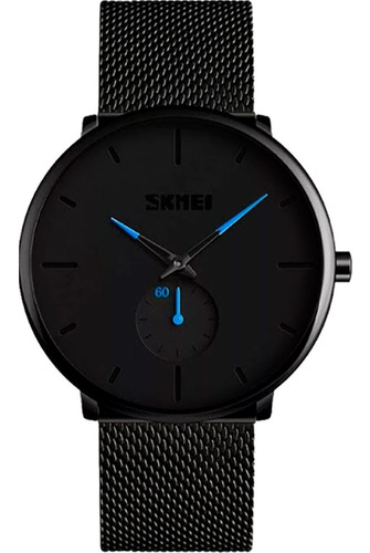 Reloj Hombre Skmei 9185 Acero Negro Minimalista Gtia Top Vip