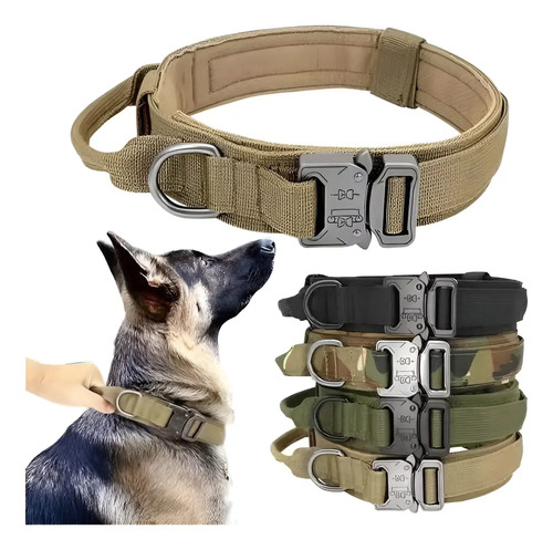 Collar Táctico Militar Perro Ajustable Uso Rudo Color Beige