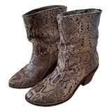 Botas Sarkany Cuero Reptil Num 37 Taco De Madera