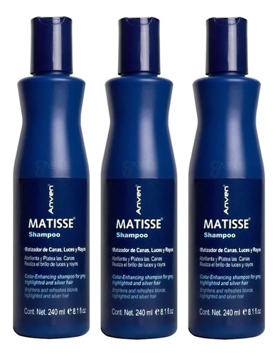 Shampoo Matizador, Matisse Anven, Kit Tres Botellas 240ml