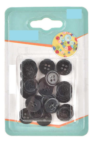 Botones Plasticos 15.0mm Color Negro 24 Pcs