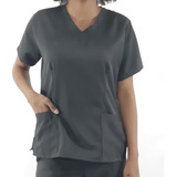 Camisa Scrub Basic -  Cinza Chumbo Em Gabardine Feminino