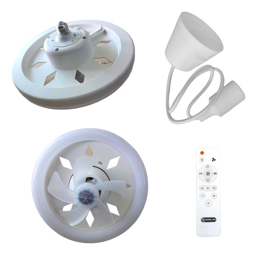 Ventilador De Techo Soket  Lámpara Led 3 Tonos Control 