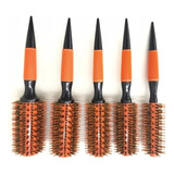 Set Of 5 Professional Hairdresser Haircut Brushes Orange