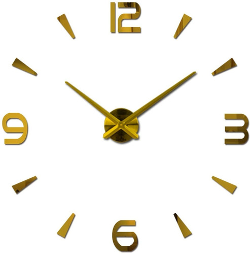 Reloj  Pared Efecto 3d Adhesivo Diseño Moderno Grande Dorado