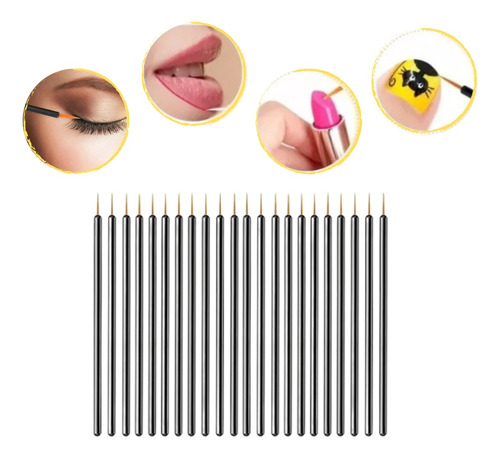 20 Pincel Liner Descartable Para Labios Y Ojos Maquillaje