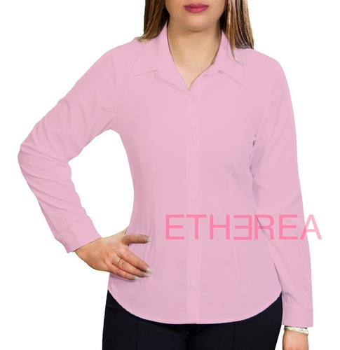 Blusa De Vestir Manga Larga -anti-arrugas- Con Stretch