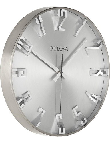 Reloj De Pared Plateado Satinado De Manecillas 40cm Bulova