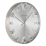 Reloj De Pared Plateado Satinado De Manecillas 40cm Bulova