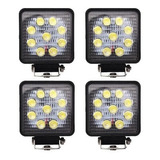 4 Faro Led 9 Auxiliar Cuadrado Camión Tractor Agricola 