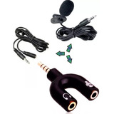 Microfone De Lapela + Extensor + Adaptador Celular P3/p2 M2 Cor Preto