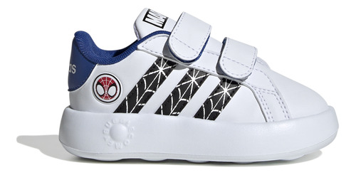 Tenis adidas Grand Court Spiderman Con Velcro Blanco Niño 