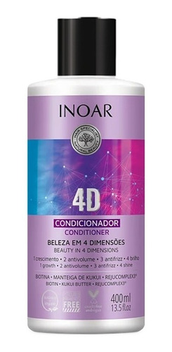 Acondicionador 4d Inoar 400ml Vegano Belleza 4 Dimensiones