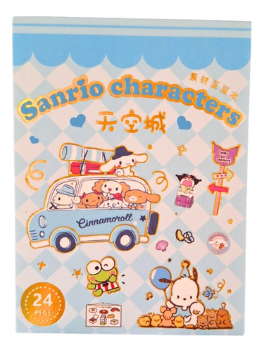 Libreta De Stickers Sanrio Personajes, Kuromi, Melody, Kitty