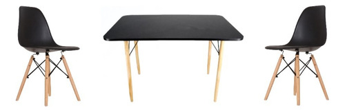 Kit Mesa De Jantar 90x90 Industrial + 2 Cadeiras Eames