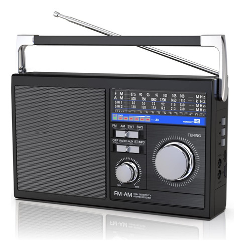 Radio Am Fm Sw Portatil Usb Tf Mp3 Bluetooth Clasico Pilas 