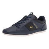 Tenis Lacoste Original Chaymon Hombre Casual Azul Piel