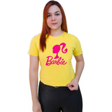 Polera Dama Estampada 100%algodon Letras Y Muñeca Barbie