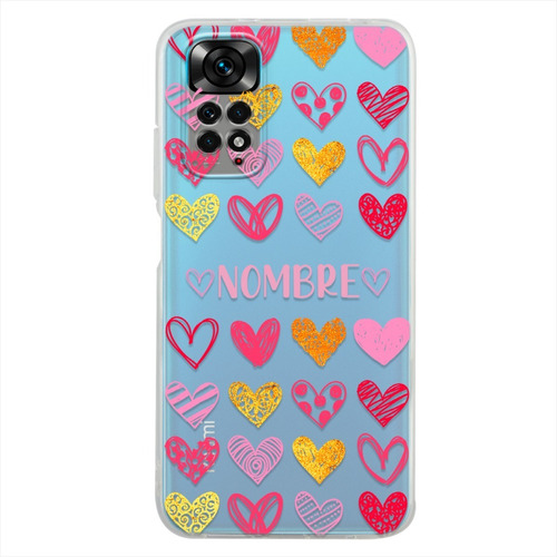 Funda Xiaomi Uso Rudo Corazones Personalizada Con Tu Nombre