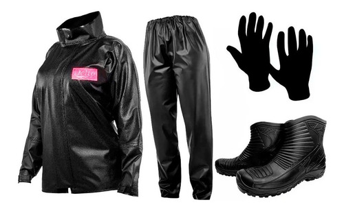 Traje Equipo De Lluvia Delta Mujer +  Botas + Guantes C